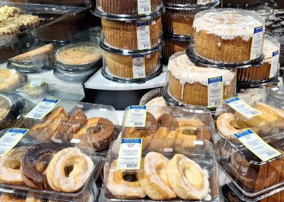 A section of Berkies Kosher Deli in Cape Town showing an array of sweet treats and cakes